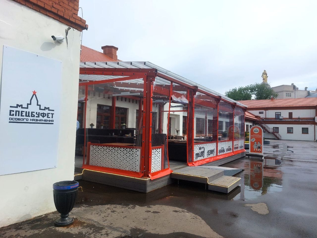 ПВХ шторы для летней террасы кафе в посёлке Поназырево